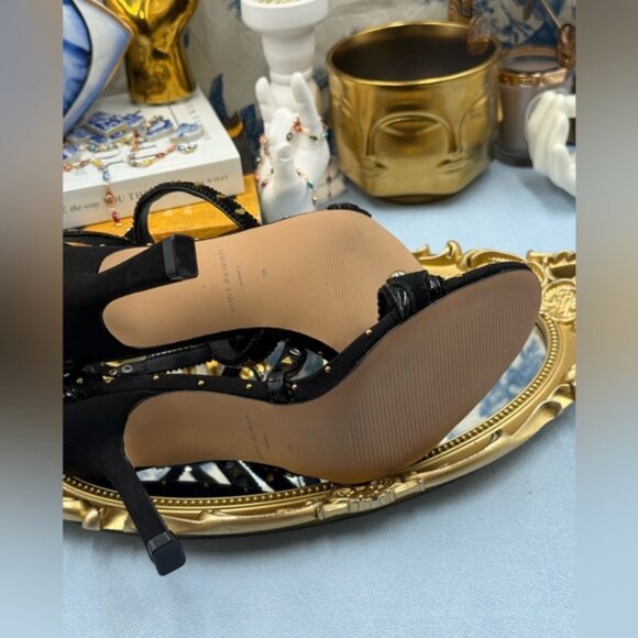 🆕 KURT GEIGER LONDON 🧿 NWOB Mini Bow Eyelet Heel Sandal, Black - Sz 39 US 8.5 - Picture 13 of 14